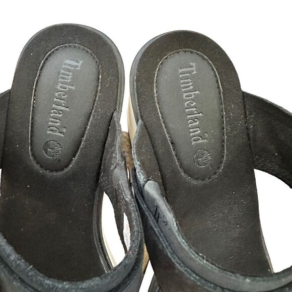 TIMBERLAND ~ Koralyn BLACK LEATHER PLATFORM WEDGE SANDALS ~ SIZE 10 M - Picture 8 of 10